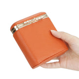 Royal Bagger Solid Color Kiss Lock Coin Purse, Fashionable Small Lipstick Holder, Genuine Leather Pouch with Mirror 1800