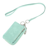 Royal Bagger Mini Leather Coin Purse with Keychain, Multi Zipper Hanging Neck Clutch Wallet, Portable Wristlet Card Holder 1736