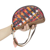 Royal Bagger Colorful Knitting Clutch Wallet, Fashionable Genuine Leather Coin Purse, Portable Wristlet Handbag 1777