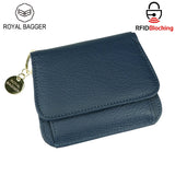 Royal Bagger RFID Short Wallet for Women Genuine Cow Leather Large Capacity Key Chain Card Holders Fashion Trifold Wallets 1459